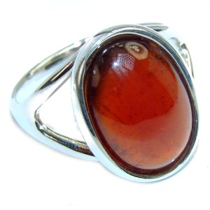 Authentic Garnet .925 Sterling Silver handmade Ring s. 8 1/4