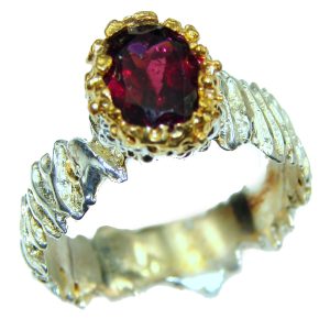 Authentic Garnet 18K Gold over .925 Sterling Silver Ring size 7