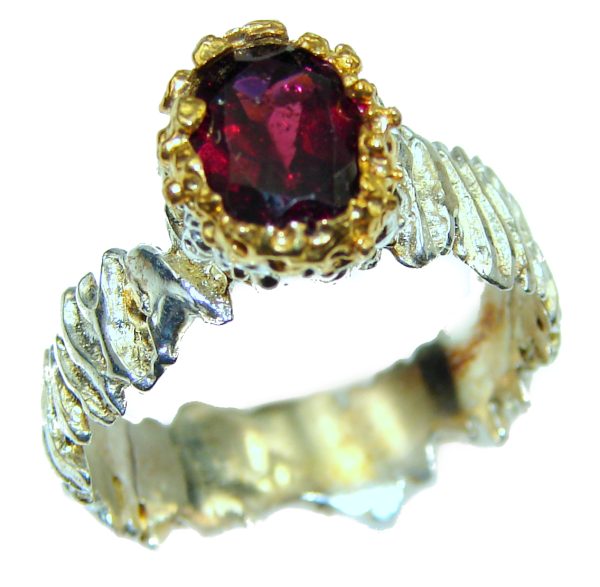 Authentic Garnet 18K Gold over .925 Sterling Silver Ring size 7