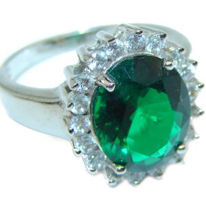 Authentic Green Topaz .925 Sterling Silver handcrafted ring; s. 7