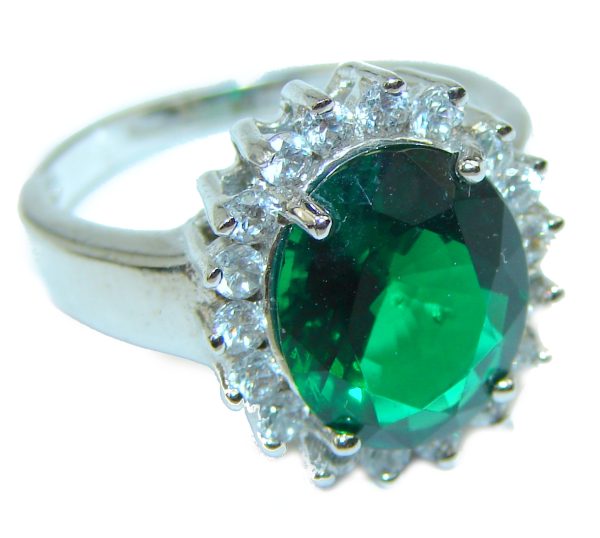 Authentic Green Topaz .925 Sterling Silver handcrafted ring; s. 7