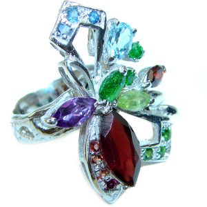 Authentic Multigem .925 Sterling Silver handcrafted ring size 6 3/4