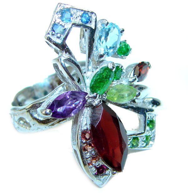 Authentic Multigem .925 Sterling Silver handcrafted ring size 6 3/4