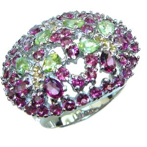 Authentic Multigem .925 Sterling Silver handcrafted ring size 8