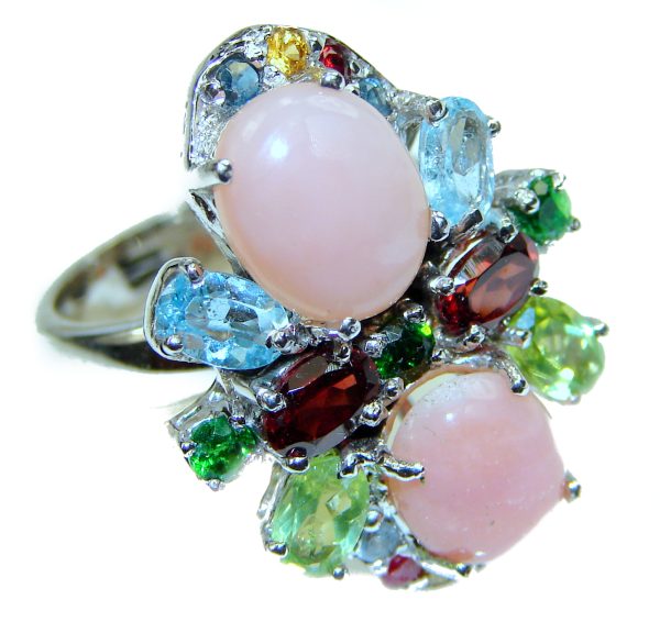 Authentic Pink Opal .925 Sterling Silver handcrafted ring size 7