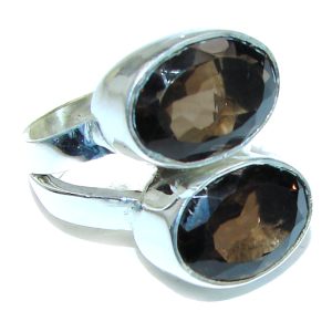 Authentic Smoky Quartz .925 Sterling Silver handcrafted ring s. 8 1/2