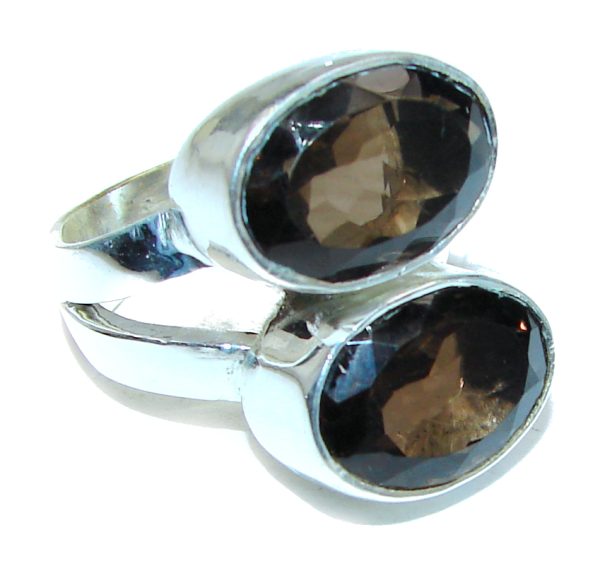 Authentic Smoky Quartz .925 Sterling Silver handcrafted ring s. 8 1/2