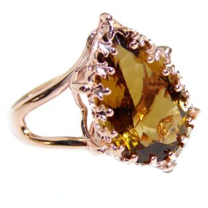 Authentic Smoky Topaz 18K Rose Gold over .925 Sterling Silver handcrafted ring s. 9 3/4