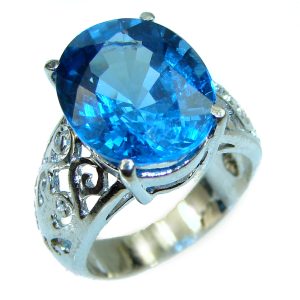 Authentic Swiss Blue Topaz .925 Sterling Silver handmade Ring size 6