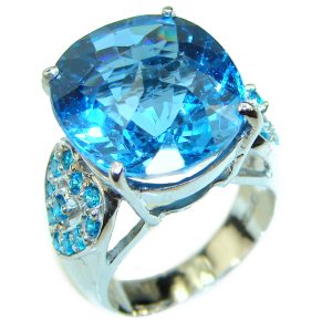 Authentic Swiss Blue Topaz .925 Sterling Silver handmade Ring size 6 1/4