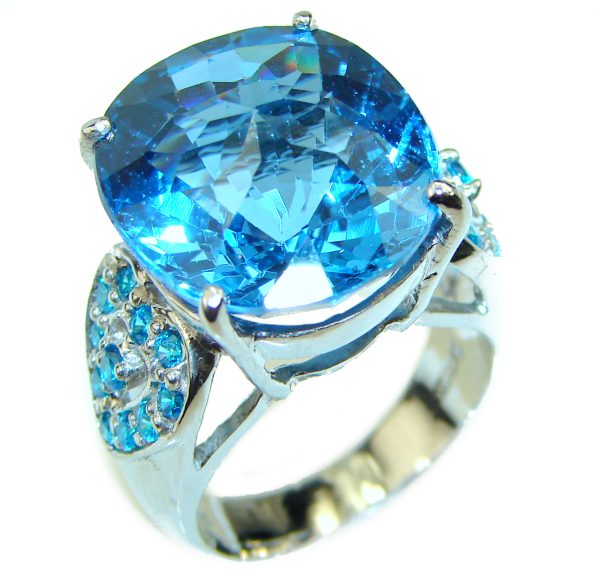 Authentic Swiss Blue Topaz .925 Sterling Silver handmade Ring size 6 1/4