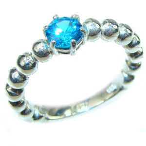 Authentic Swiss Blue Topaz .925 Sterling Silver handmade Ring size 7