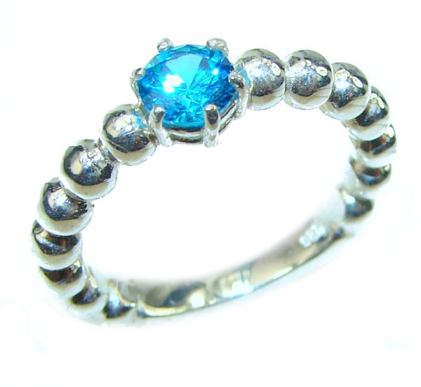 Authentic Swiss Blue Topaz .925 Sterling Silver handmade Ring size 7