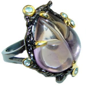 Authentic ncarved Amethyst .925 Sterling Silver Handcrafted Ring size 8 1/2