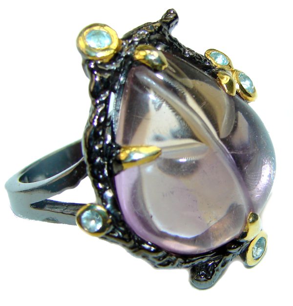 Authentic ncarved Amethyst .925 Sterling Silver Handcrafted Ring size 8 1/2