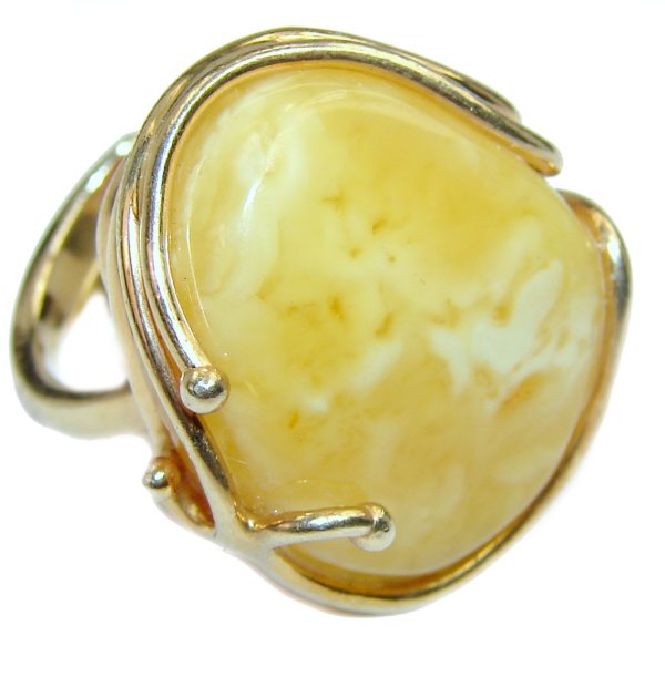 Authentic rare Butterscotch Baltic Amber .925 Sterling Silver handcrafted ring; s. 7 adjustable