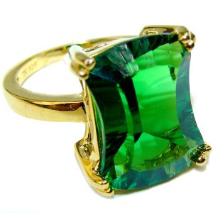 Authentic volcanic Green Helenite 18K Gold over .925 Sterling Silver HUGE ring s. 7 1/4