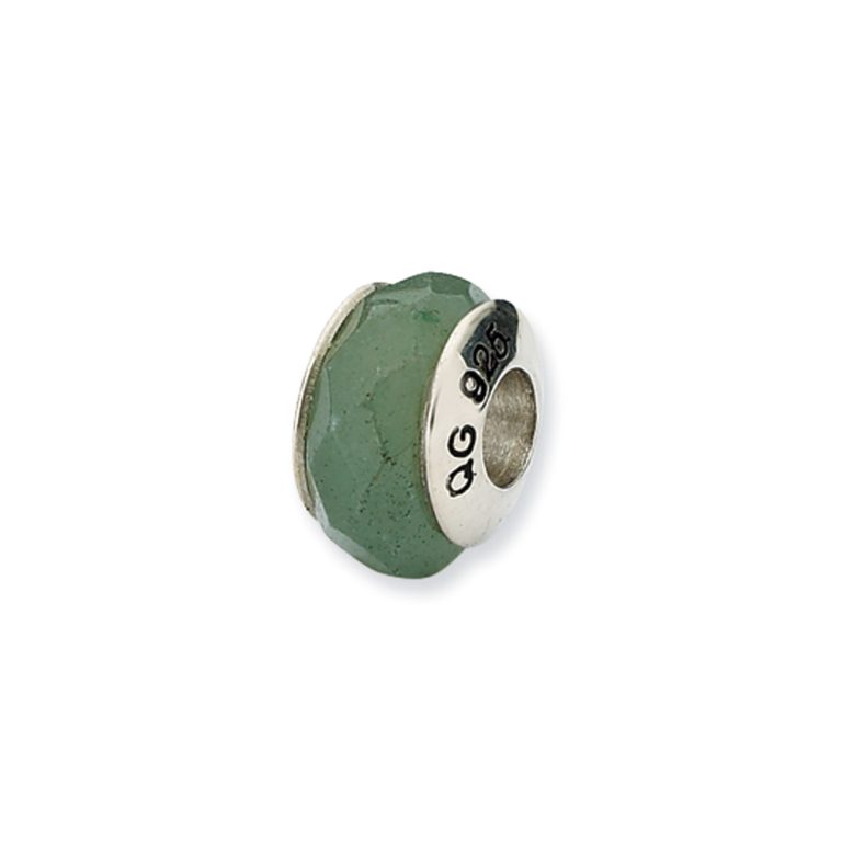 Aventurine Stone & Sterling Silver Bead Charm, 13mm