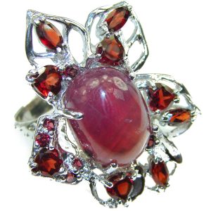 BEST quality 18.8 carat unique Ruby .925 Sterling Silver handcrafted Ring size 9 1/2