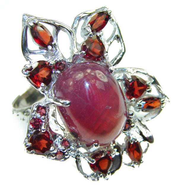 BEST quality 18.8 carat unique Ruby .925 Sterling Silver handcrafted Ring size 9 1/2