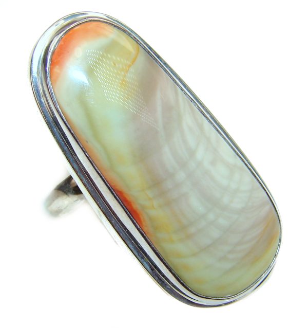 BOHO STYLE Genuine Imperial Jasper .925 Sterling Silver handcrafted ring s. 7 adjustable