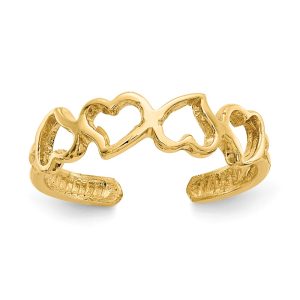 Band of Hearts Toe Ring in 14 Karat Gold