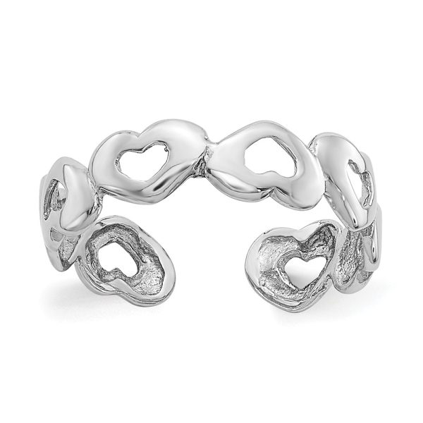 Bands of Hearts Toe Ring in 14 Karat White Gold