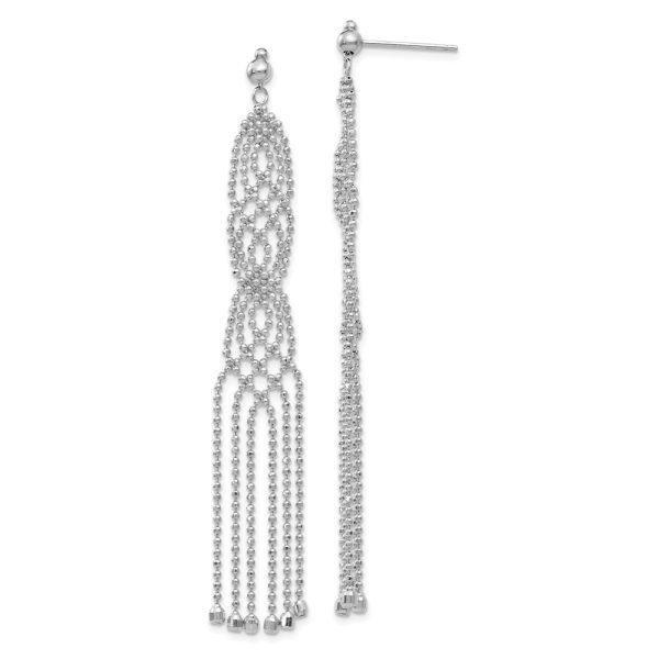 Beaded Fringe Chandelier Post Earrings in 14k White Gold