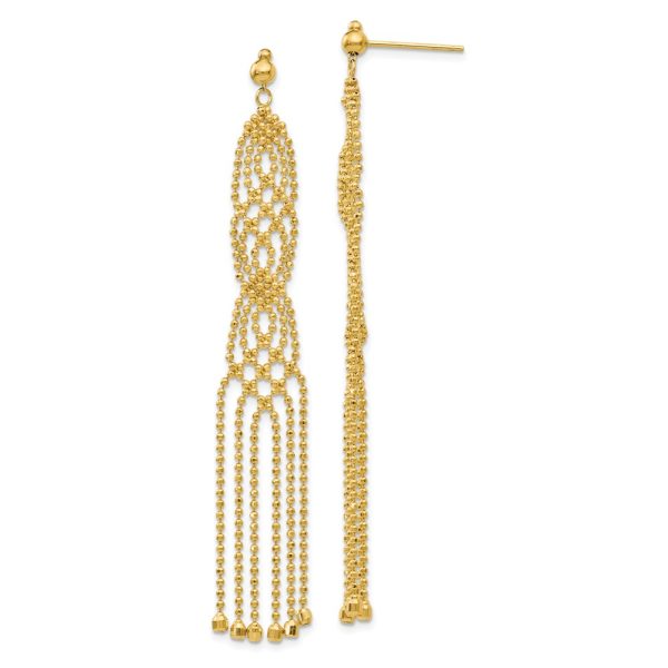 Beaded Fringe Chandelier Post Earrings in 14k Yellow Gold