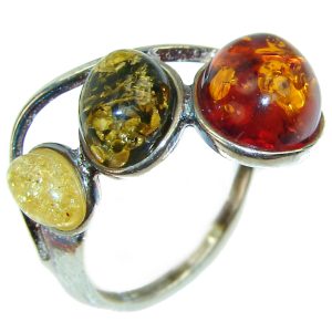 Beautiful Authentic Baltic Amber .925 Sterling Silver handcrafted ring; s. 6 3/4