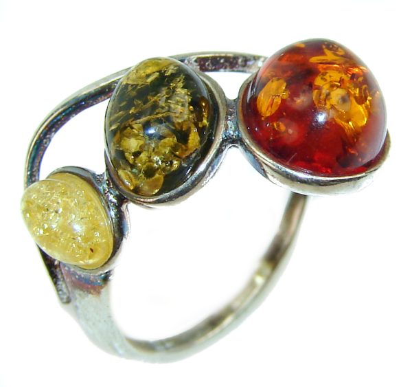 Beautiful Authentic Baltic Amber .925 Sterling Silver handcrafted ring; s. 6 3/4