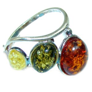 Beautiful Authentic Baltic Amber .925 Sterling Silver handcrafted ring; s. 7