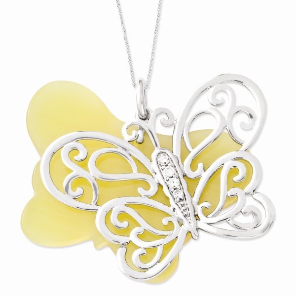 Believe You Can Sterling Silver Butterfly Necklace with Cubic Zirconia