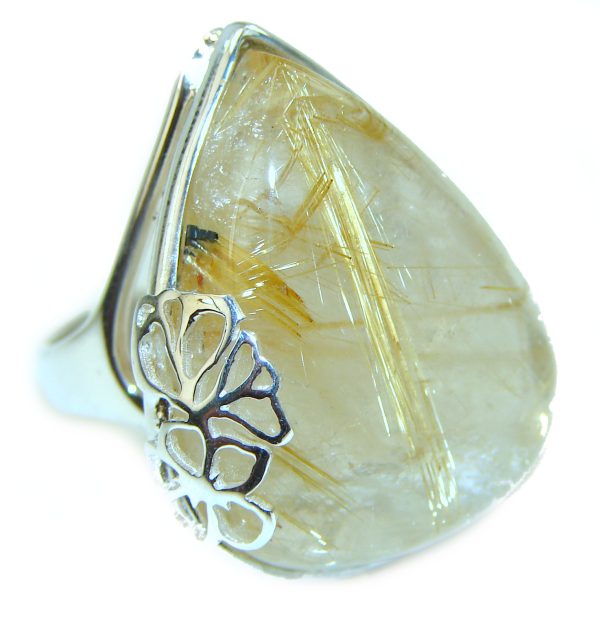 Best quality Golden Rutilated Quartz .925 Sterling Silver handcrafted Ring Size 8 1/4