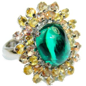 Best quality Green Topaz .925 Sterling Silver handcrafted Ring Size 7 1/4