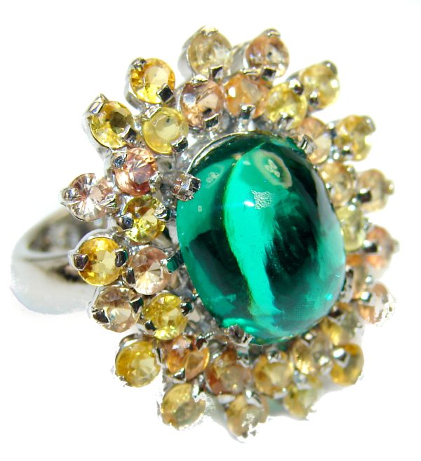 Best quality Green Topaz .925 Sterling Silver handcrafted Ring Size 7 1/4