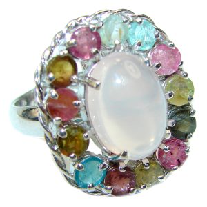 Best quality Rose Quartz .925 Sterling Silver handcrafted Ring Size 8