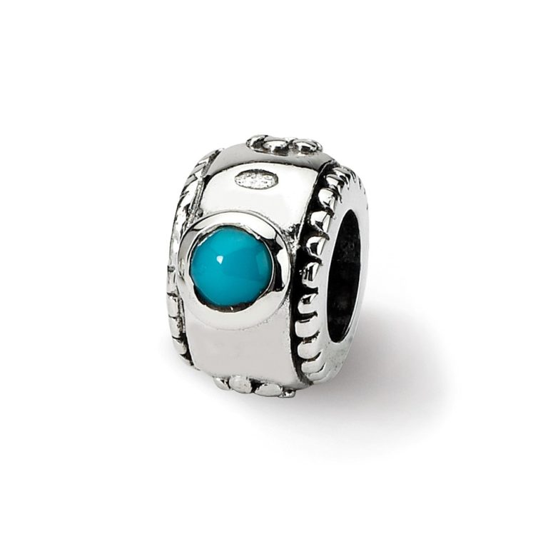 Blue-Green CZ, Two-Stone Sterling Silver Bead Charm