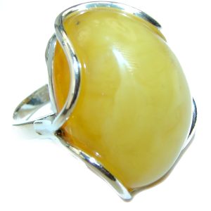 Butterscotch Amber .925 Sterling Silver handcrafted Ring s. 7