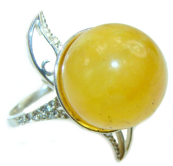 Butterscotch Amber .925 Sterling Silver handcrafted Ring s. 8