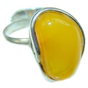 Butterscotch Amber .925 Sterling Silver handcrafted Ring s. 8