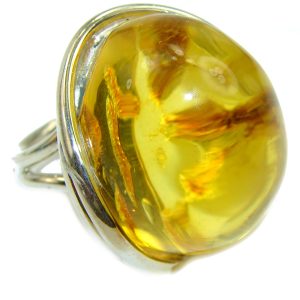 Butterscotch Amber .925 Sterling Silver handcrafted Ring s. 8 adjustable