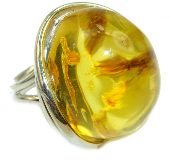 Butterscotch Amber .925 Sterling Silver handcrafted Ring s. 8 adjustable