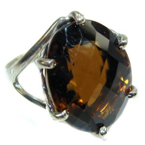 Carmen Champagne Smoky Topaz .925 Sterling Silver Ring size 6 1/2