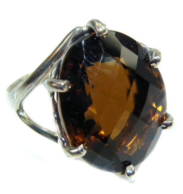 Carmen Champagne Smoky Topaz .925 Sterling Silver Ring size 6 1/2