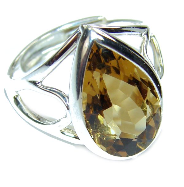 Carmen Champagne Smoky Topaz 18 carat Gold over .925 Sterling Silver Ring size 9 adjustable