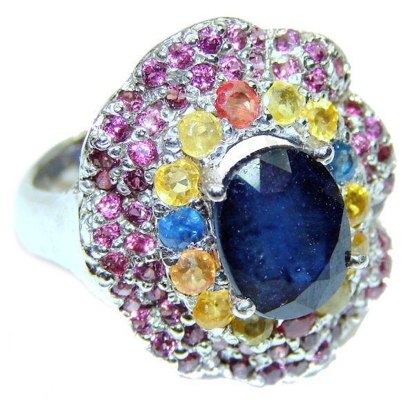 Casablanca Sky by Night Genuine Sapphire .925 Sterling Silver handmade Ring size 7 1/2