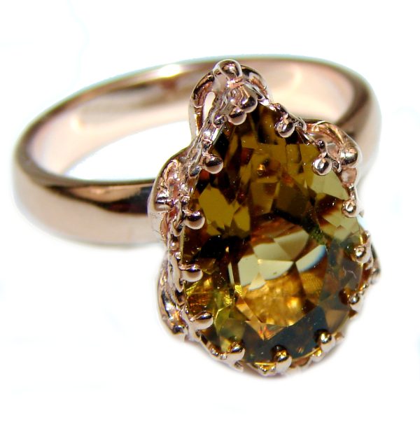 Champagne Smoky Topaz 14K Gold over .925 Sterling Silver Ring size 6 3/4