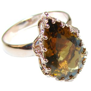 Champagne Smoky Topaz 14K Gold over .925 Sterling Silver Ring size 8