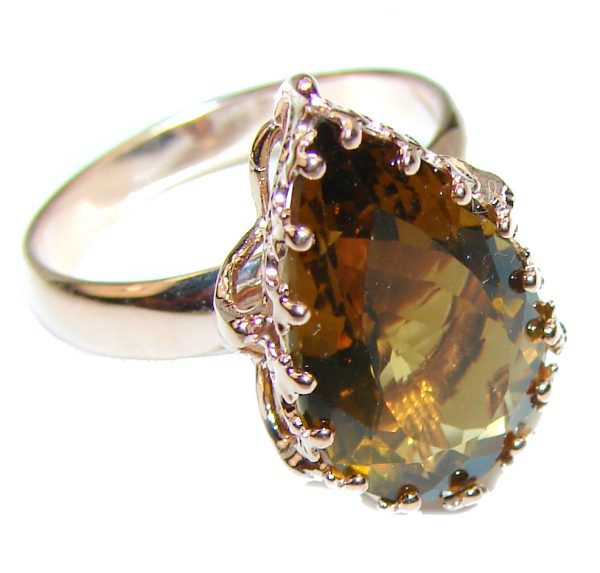 Champagne Smoky Topaz 14K Gold over .925 Sterling Silver Ring size 8